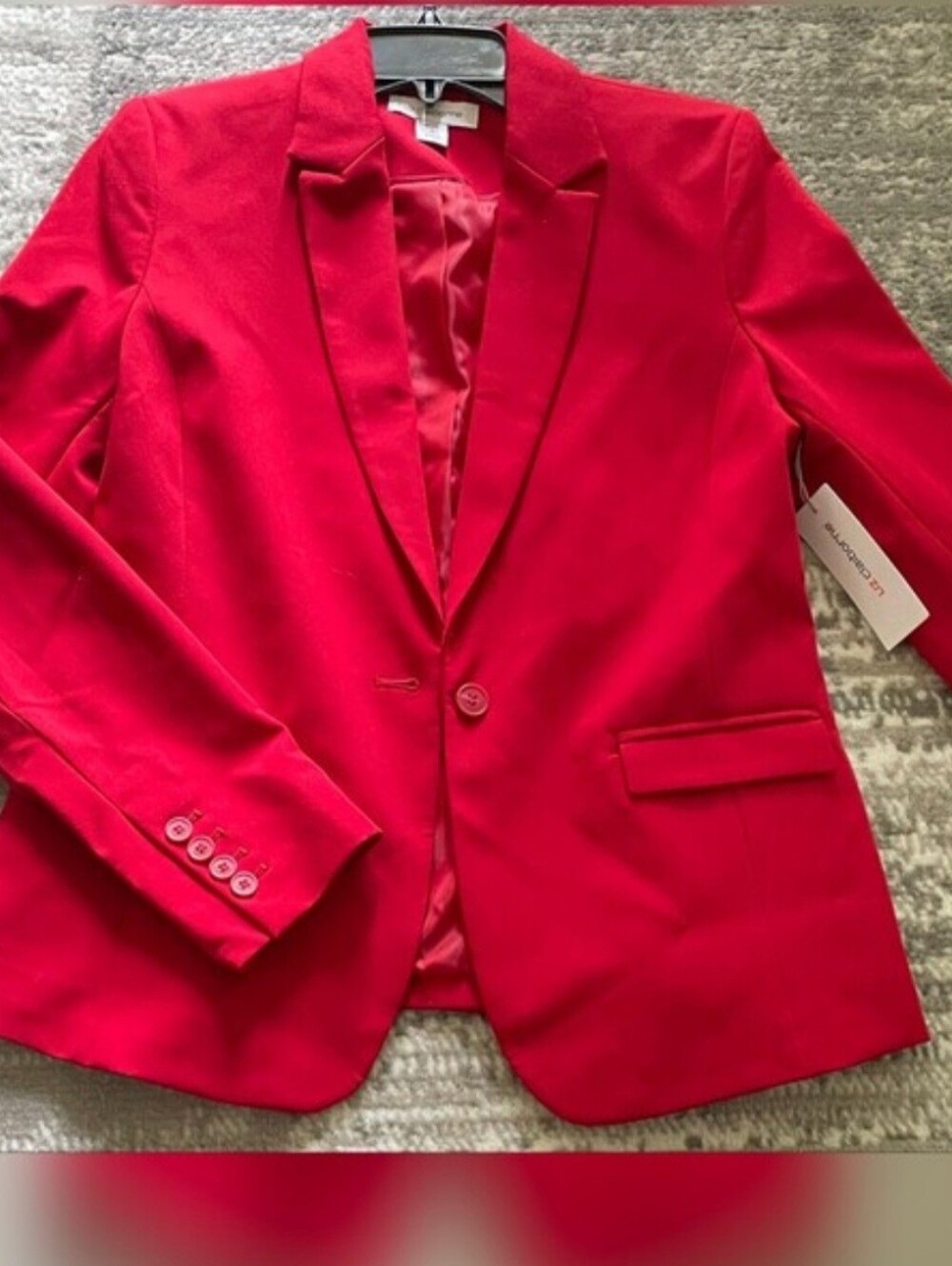 Liz Claiborne Bright Red Tailored Single-Button Blazer NEW with Tags